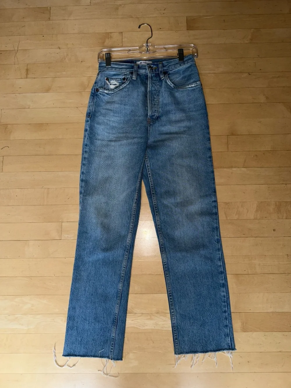 RE/DONE 70's Stove Pipe High Rise straight leg jeans, 24, GD1246 - Picture 4 of 8